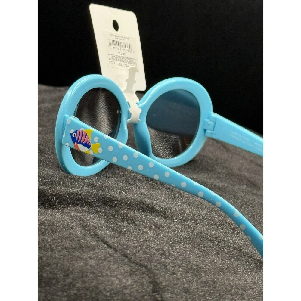 Nwt Gymboree Girls Sunglasses Neon Aqua Flow 2T-5T Blue/with White Polka Dots
